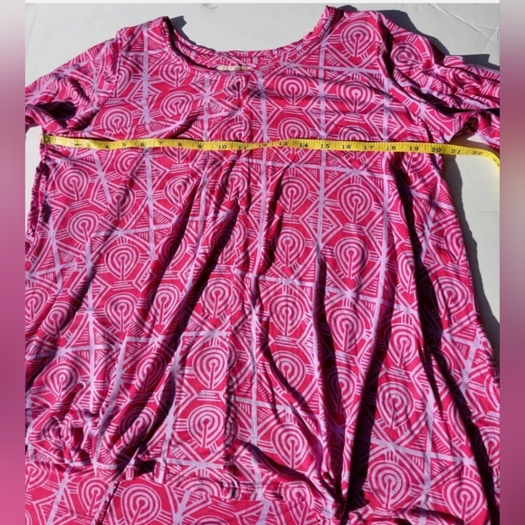 ❌️SOLD❌️ NOANOA Tunic Lily Top Pink Hawaiia Aloha Size L Quarter sleeve - Picture 6 of 8